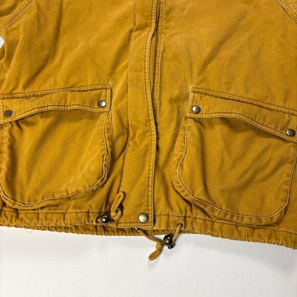 Boundary Waters Zip Up Barn Chore Jacket Tan Sz S/M Flannel Lined Loose Fit - Picture 2 of 8